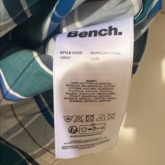 Bench Green and White Plaid Short-Sleeve Button-Down Shirt New with Tags - Picture 7 of 11